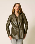 Giacca Blazer Twinset effetto Pelle