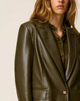 Giacca Blazer Twinset effetto Pelle