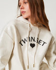 Felpa TwinSet Full Paillettes con Cappuccio