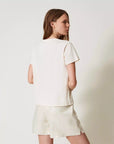 T-shirt TwinSet Regular con Logo in Paillettes