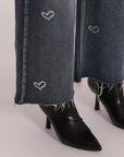 Jeans Wide Leg Cropped con Cuori Mimi Muà