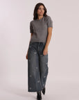 Jeans Wide Leg Cropped con Cuori Mimi Muà