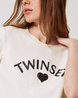 T-shirt TwinSet Regular con Logo in Paillettes