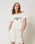 T-shirt TwinSet Regular con Logo in Paillettes