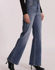 Jeans Wide Leg con Strass Trasparenti