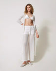 Pantaloni TwinSet a Palazzo in Crochet con Coulisse