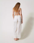 Pantaloni TwinSet a Palazzo in Crochet con Coulisse
