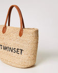 Borsa TwinSet Shopper in Paglia con Logo