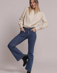 Jeans Flare con Ricamo Ondulato sulle Tasche Mimi Muà