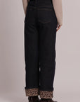Jeans con Risvolto Animalier