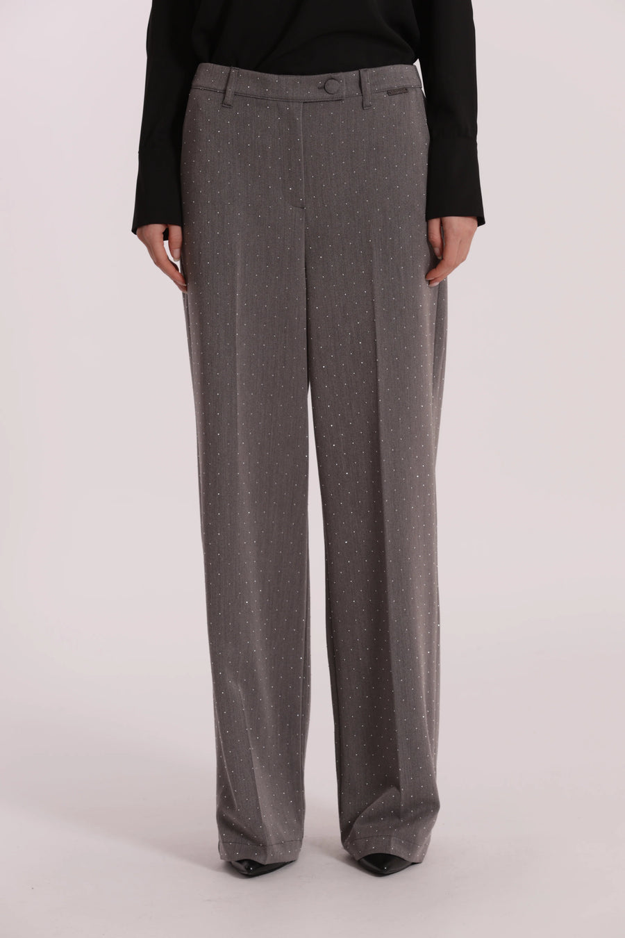 Pantalone Palazzo con Applicazione di Strass