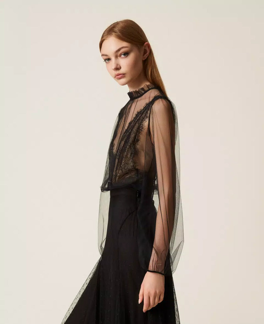 Body Twinset in Tulle e Pizzo