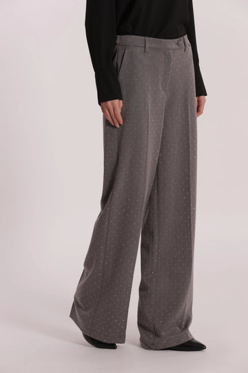 Pantalone Palazzo con Applicazione di Strass