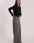 Pantalone Palazzo con Applicazione di Strass