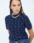 Maglia Cherry Blue con Strass