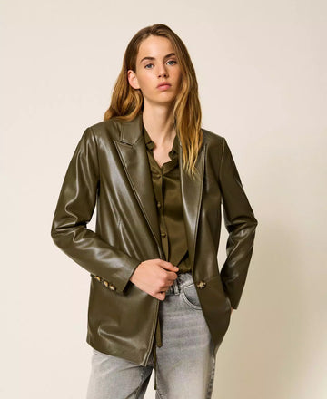 Giacca Blazer Twinset effetto Pelle