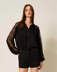 Camicia Twinset in Satin con Pizzo