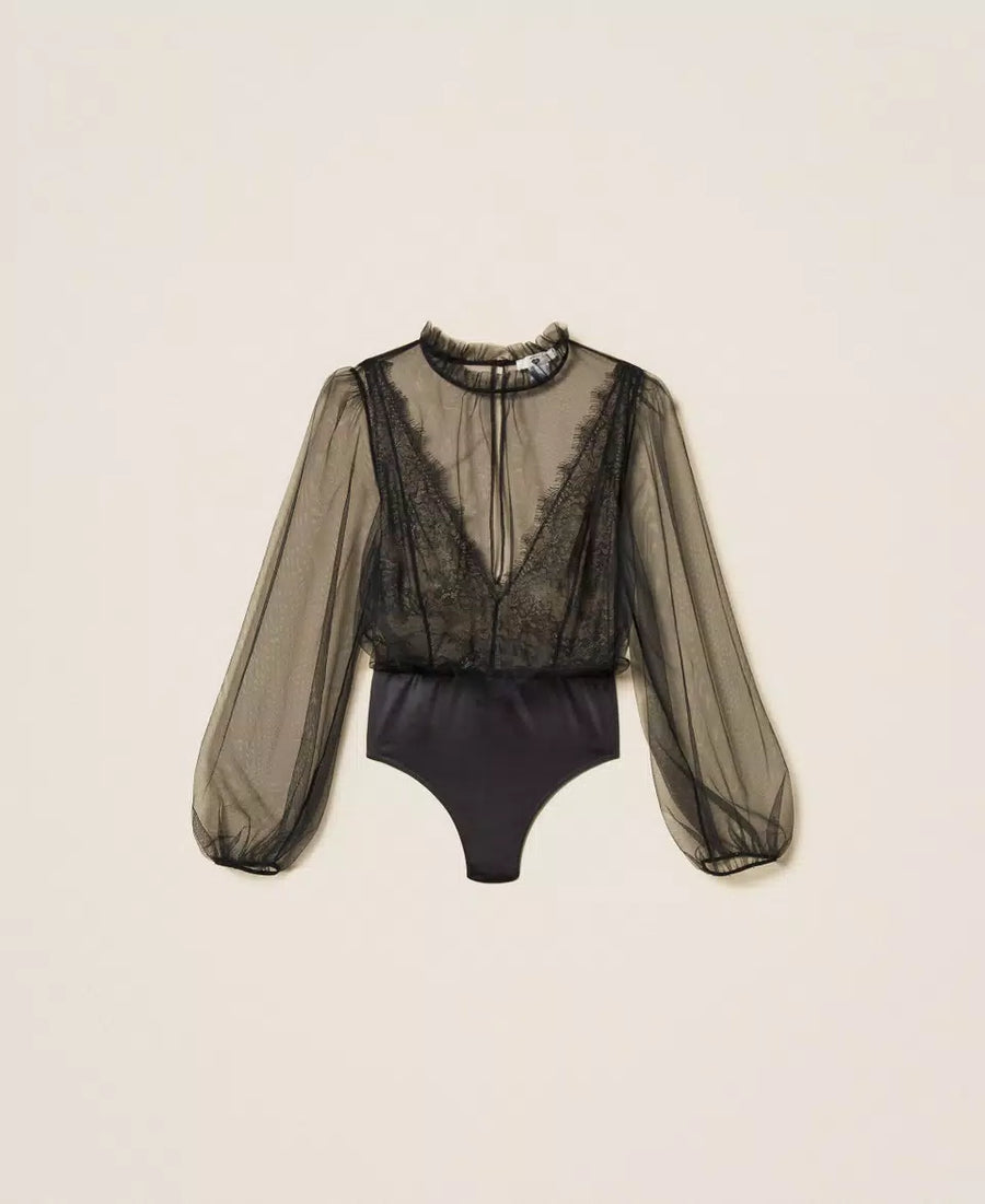 Body Twinset in Tulle e Pizzo