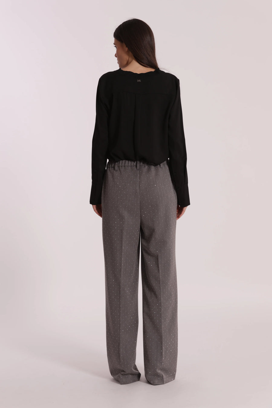 Pantalone Palazzo con Applicazione di Strass