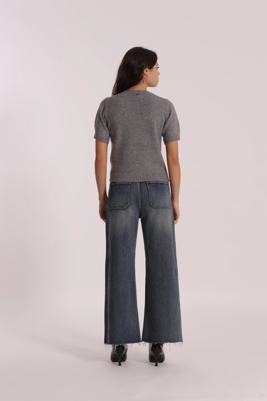 Jeans Wide Leg Cropped con Cuori Mimi Muà
