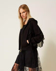 Felpa Twinset con Volant in Georgette