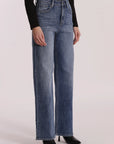 Jeans Wide Leg con Strass Trasparenti