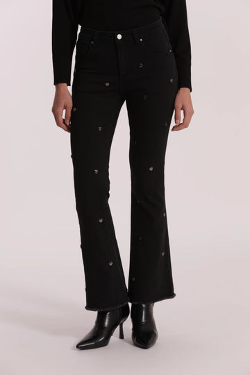 Jeans Flare con Borchie Cuore Mimi Muá