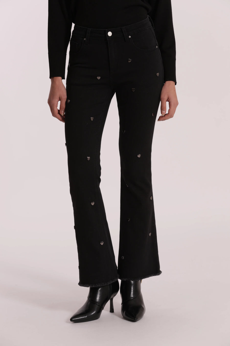 Jeans Flare con Borchie Cuore Mimi Muá