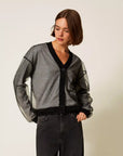 Cardigan Twinset in Maglia Doppiata in Tulle