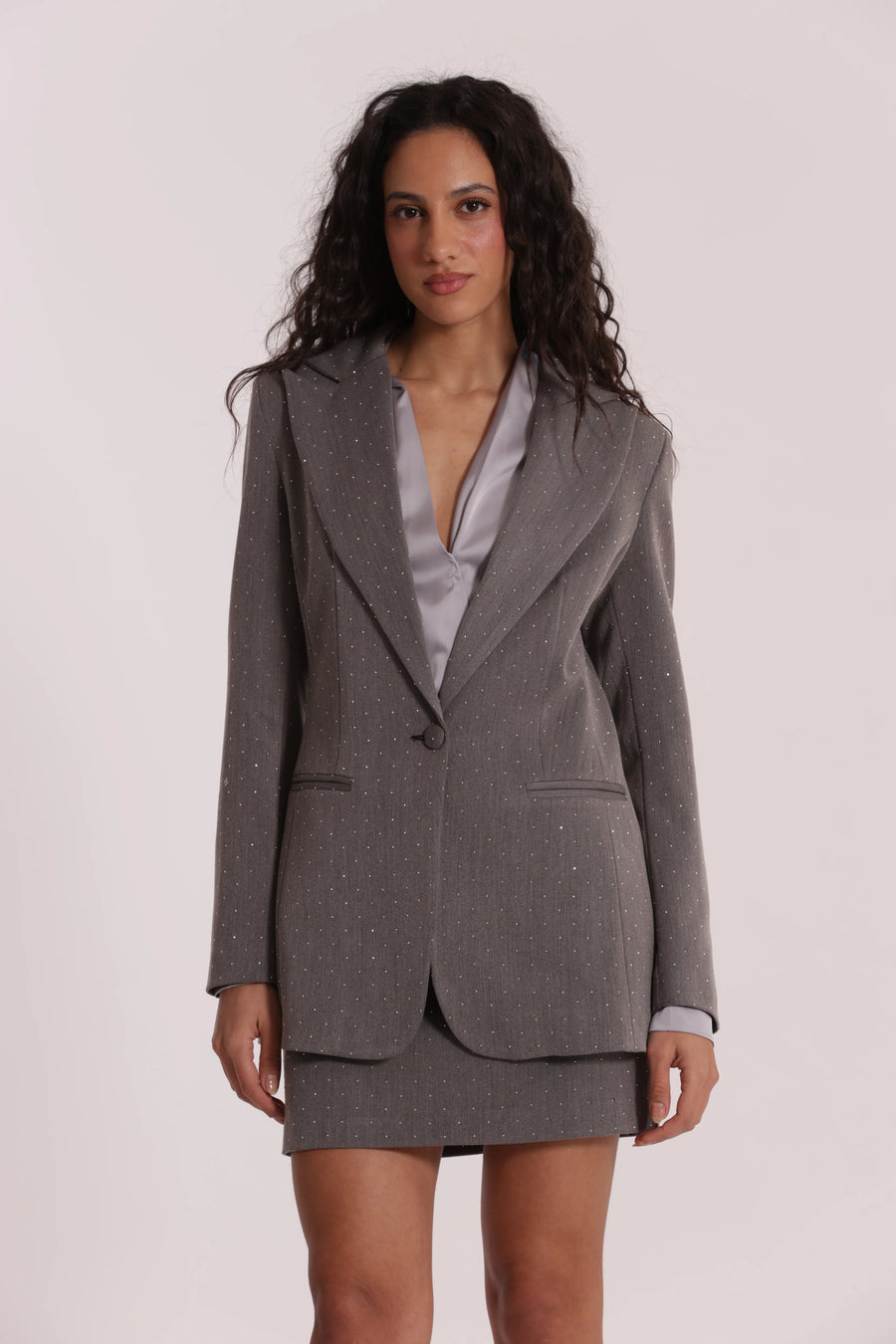 Giacca Lunga con Applicazione di Strass