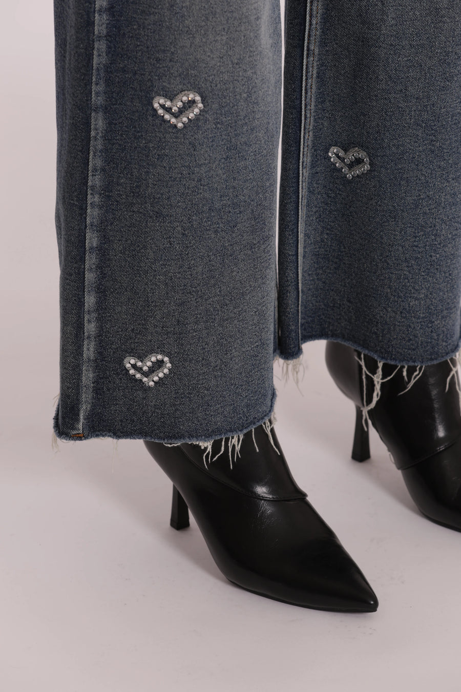 Jeans Wide Leg Cropped con Cuori Mimi Muà