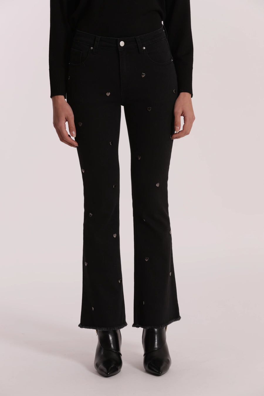Jeans Flare con Borchie Cuore Mimi Muá