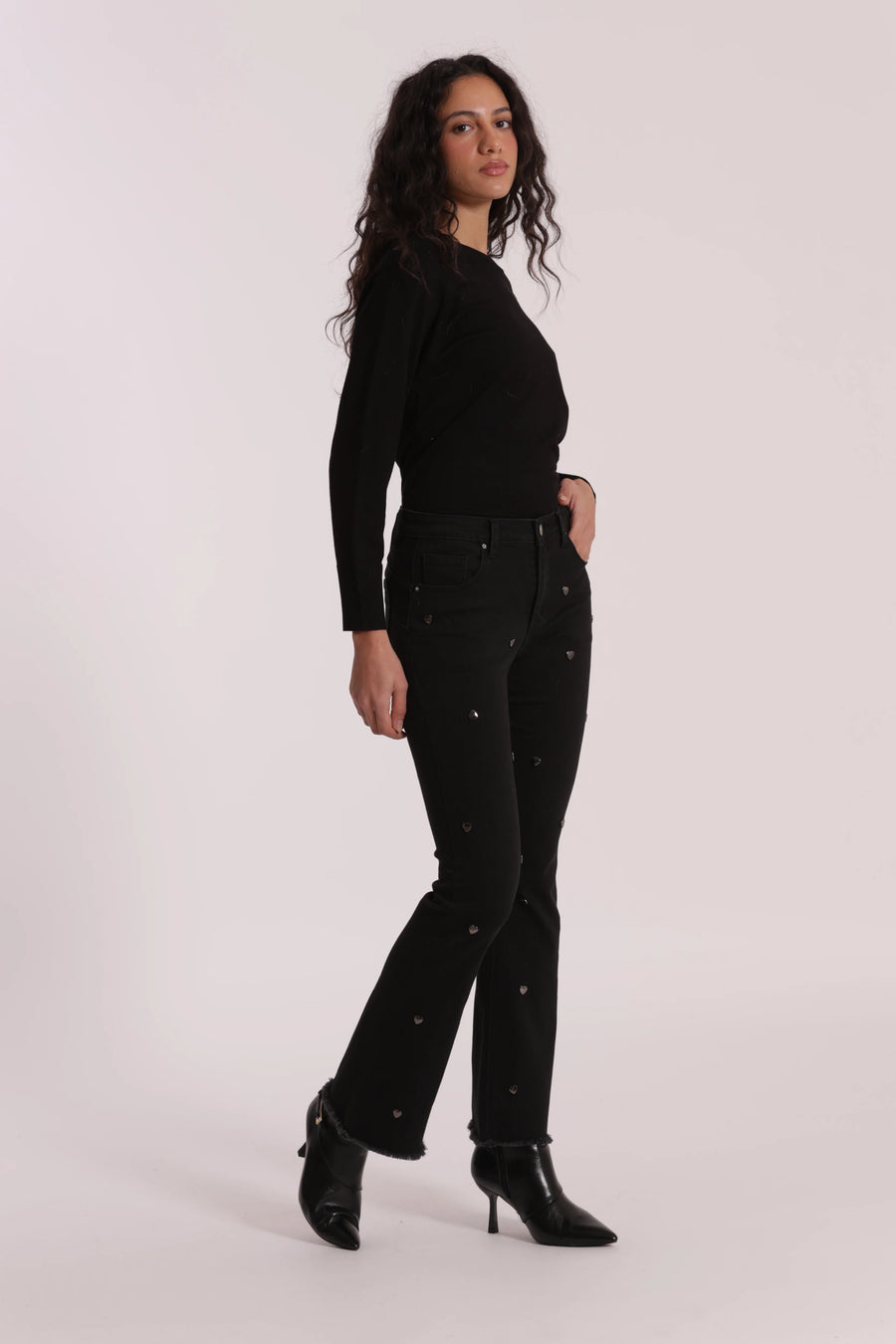 Jeans Flare con Borchie Cuore Mimi Muá