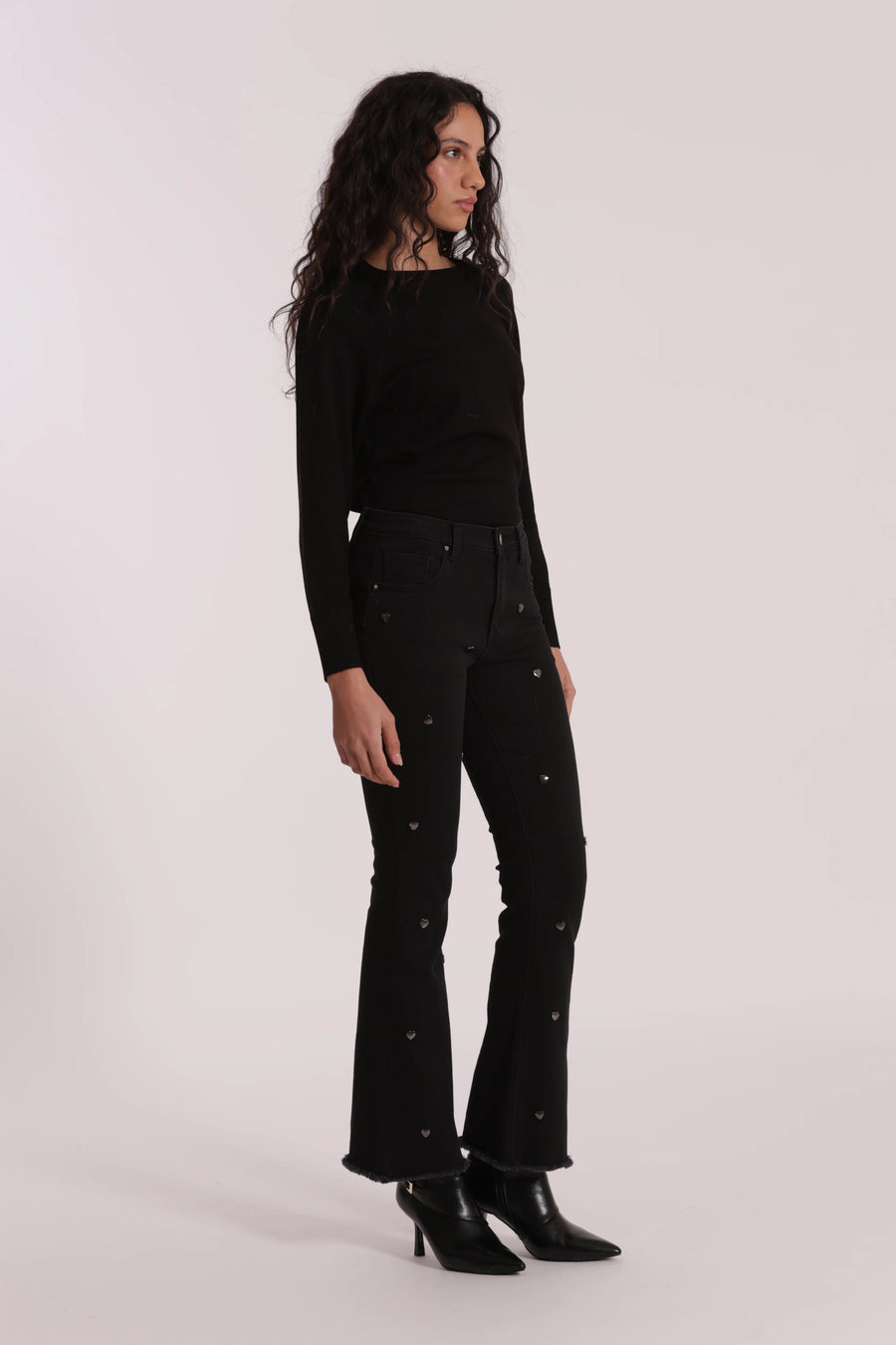 Jeans Flare con Borchie Cuore Mimi Muá