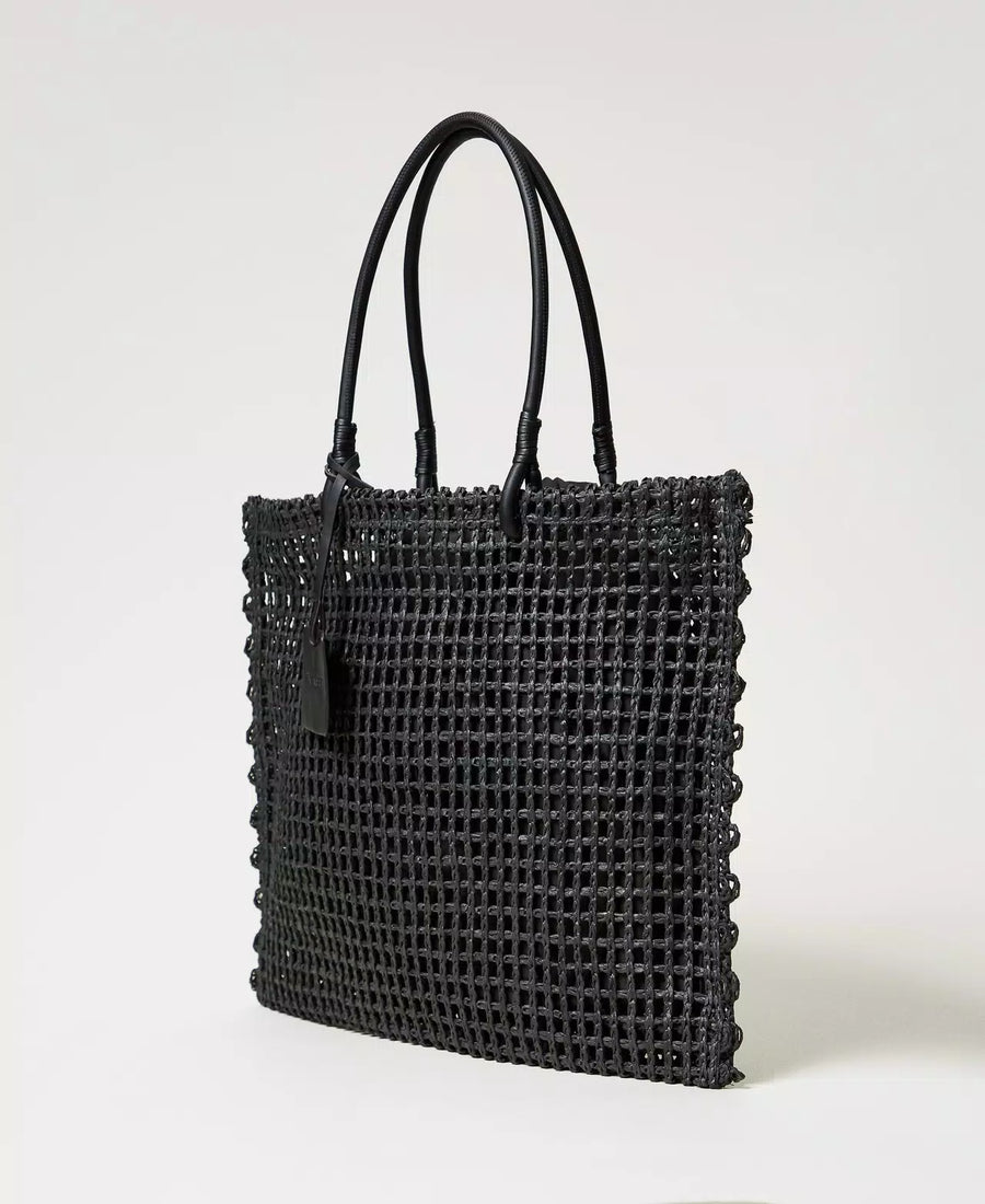 Borsa Shopper TwinSet Effetto Paglia a Rete