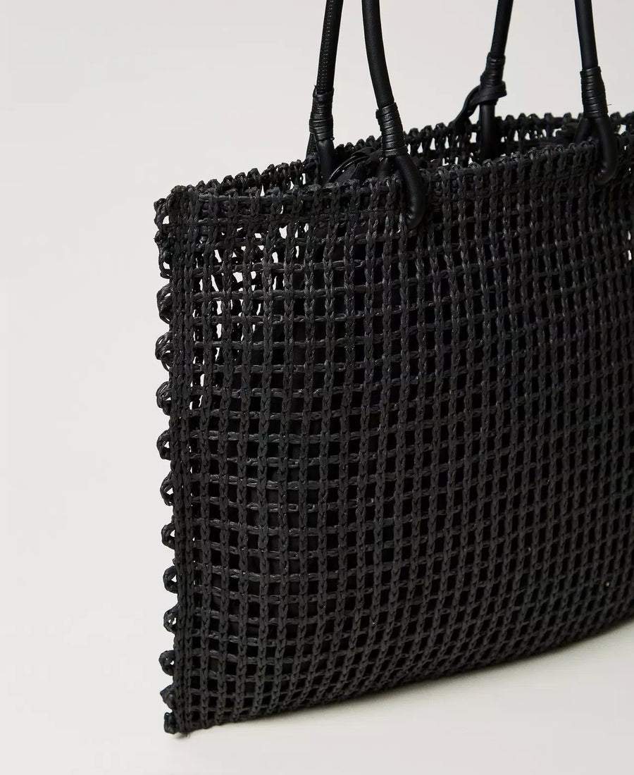 Borsa Shopper TwinSet Effetto Paglia a Rete