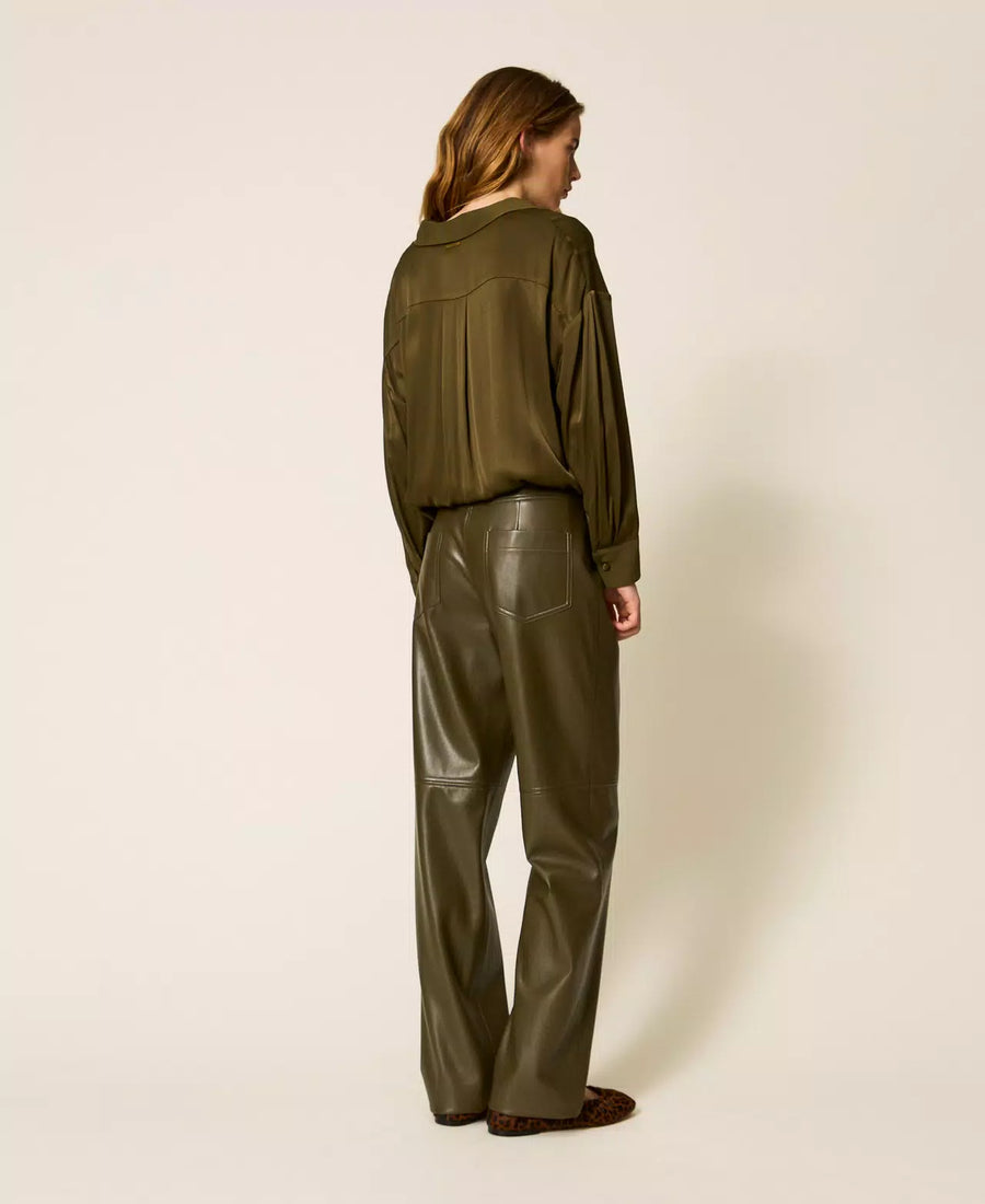 Pantaloni Twinset a Sigaretta effetto Pelle