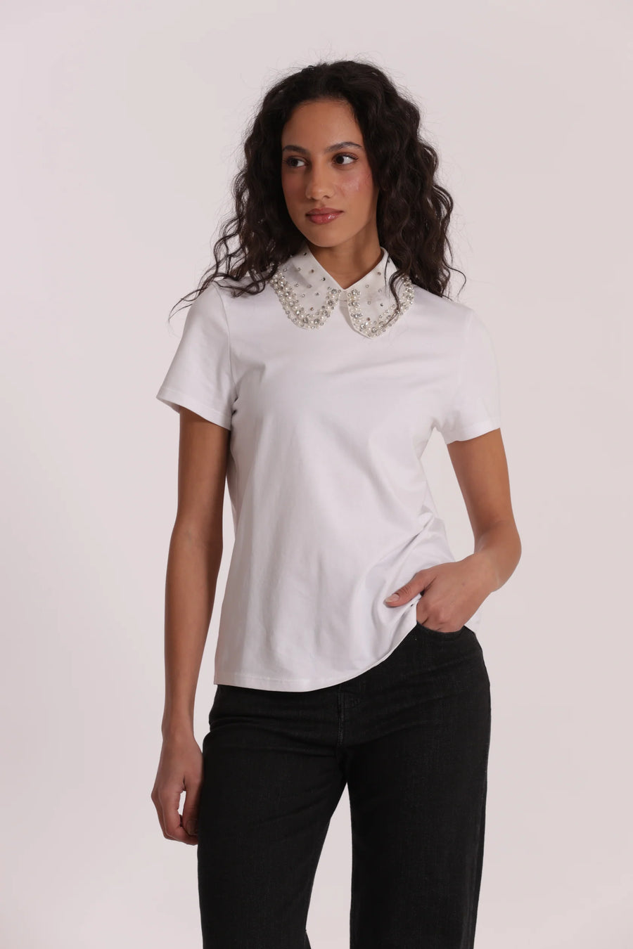 T-Shirt con Colletto Decorato Mimi Muà