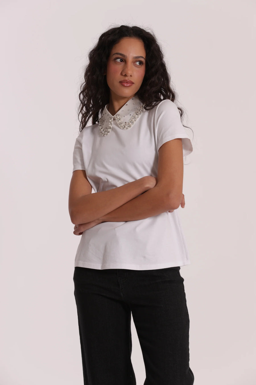 T-Shirt con Colletto Decorato Mimi Muà