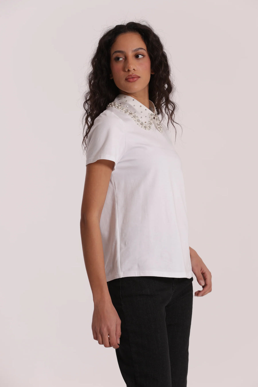 T-Shirt con Colletto Decorato Mimi Muà