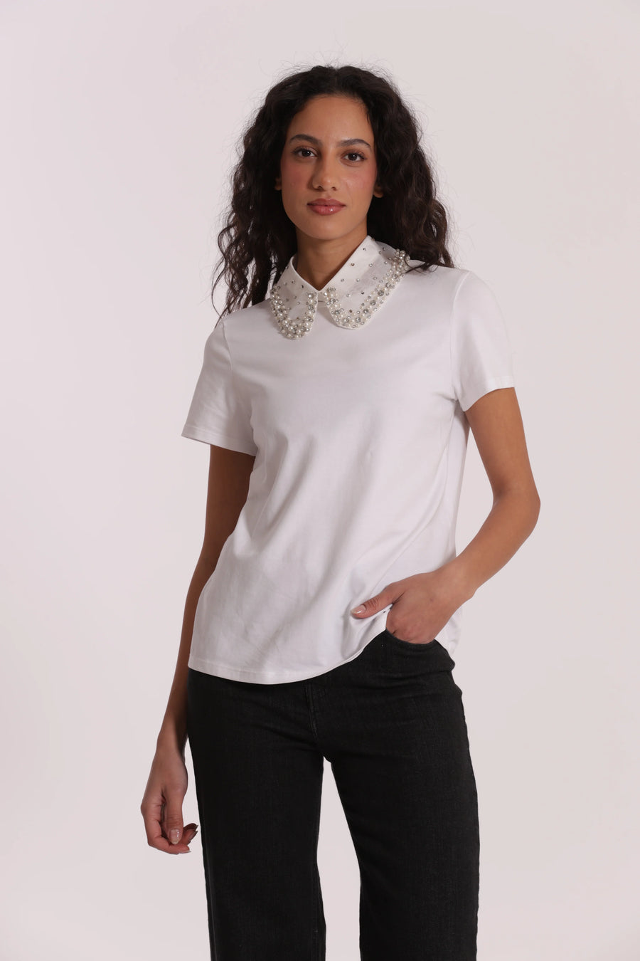 T-Shirt con Colletto Decorato Mimi Muà