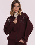 Felpa con Zip Dettagli Traforati e Strass Mimi Muà