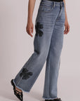Jeans con Ricamo Floreale Mimi Muà