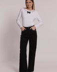 Jeans Wide Leg con Borchie e Strass sulle Tasche