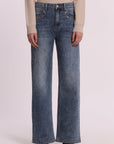 Jeans Wide Leg con Borchie e Strass sulle Tasche