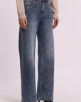 Jeans Wide Leg con Borchie e Strass sulle Tasche