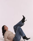 Jeans Wide Leg con Borchie e Strass sulle Tasche