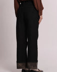 Jeans con Risvolto Animalier