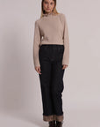 Jeans con Risvolto Animalier