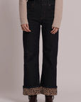 Jeans con Risvolto Animalier